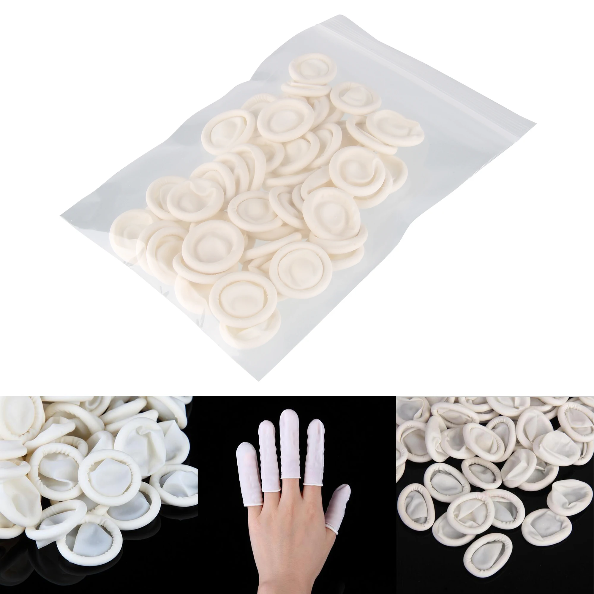 

100pcs White Finger Cots Nail Art Latex Fingertips Protective Antislip Fingertips Latex Gloves Manicure Disposable Finger Cots