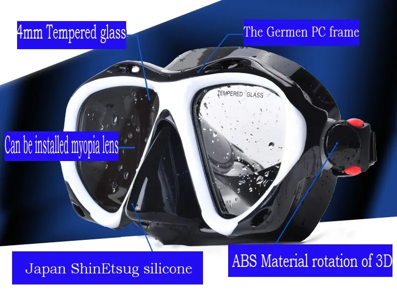 Маска для дайвинга близорукая близорукость очки для плавания закаленное стекло близорукие близорукость-2,0 до-8,0 корректирующая линза