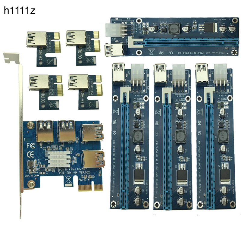 NEW Card PCIe 1 To 4PCI Express 16X Slots Riser Card PCI E 1X To External