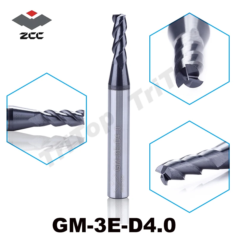 

5pcs/lot 4 mm end mill fresas metal duro cnc milling tool ZCC.CT GM-3E-D4.0 solid Carbide 3 flute straight shank milling cutter