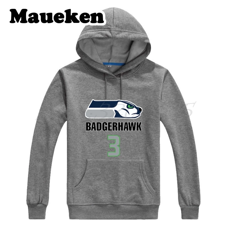 Для мужчин Russell Wilson 3 dangerruss толстовки badgerhawk кофты с капюшоном толстые осень-зима W17101608