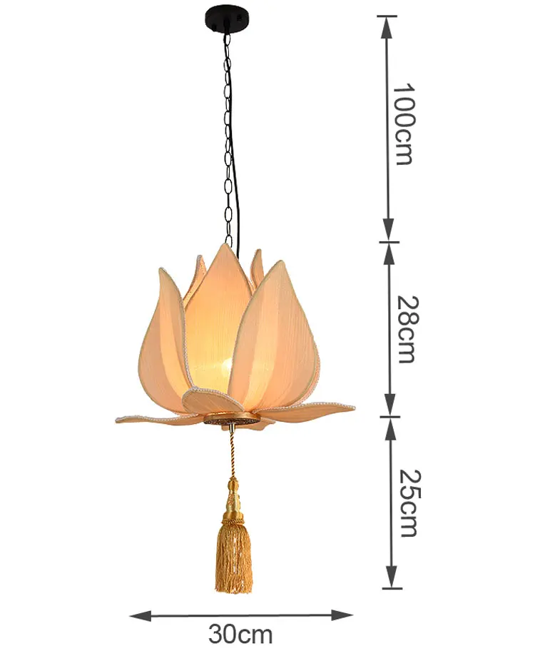 Китайская Люстра Арт светильник из ткани салон красоты столовая прохода Ресторан зал гостиная цветок лотоса кулон лампа