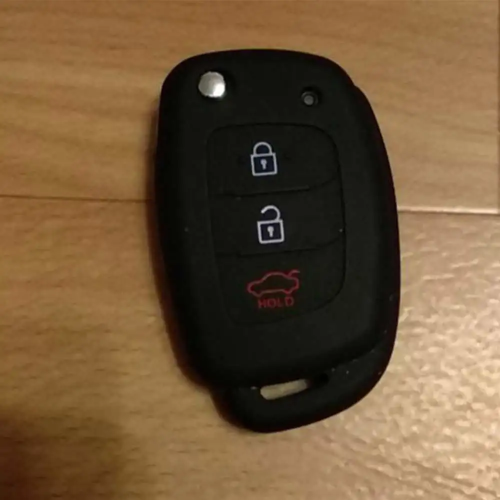 

Silicone Car Key Cover For Hyundai Creta I20 Tucson Elantra Santa Fe 2016 2017 2018 Remote key Case 3 Buttons Car Styling