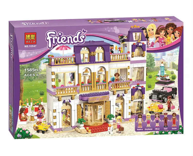 BELA 10547 Girl Series Heart Lake City Hotel Girl Friends Building Blocks Minifigures Bricks Toys Compatible