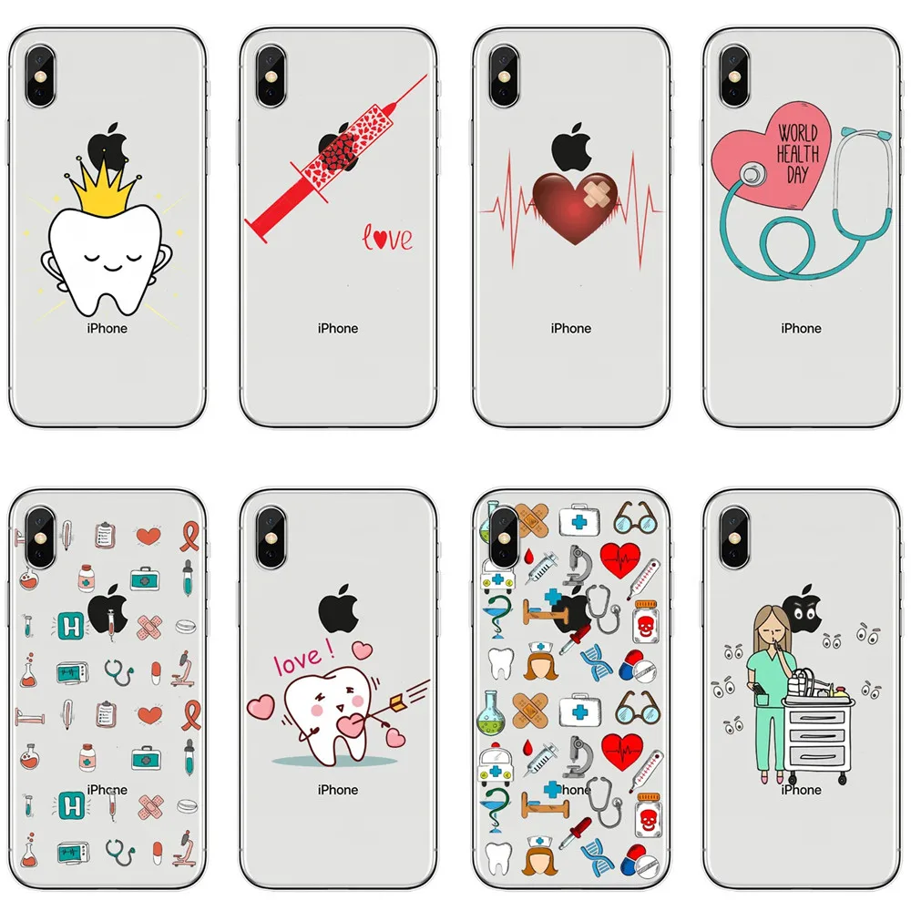 

Cute Cartoon Medicine Nurse Doctor Dentist Soft Silicone TPU Phone Case Cover For iPhone 7 7Plus 6 6S 6Plus 5 5S SE 8 8Plus X