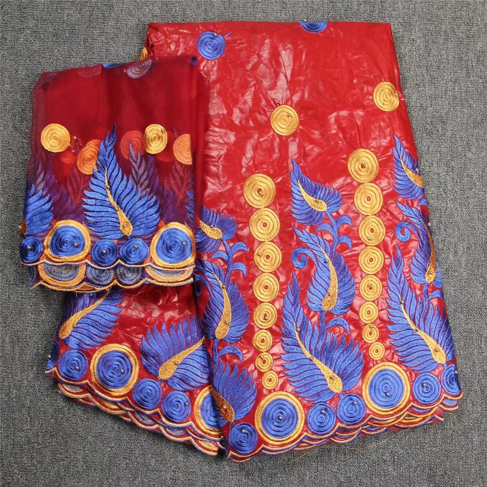 

HFX bazin riche getzner embroidered fabric with beaded patchwork fabric african lace high quality GF34-1