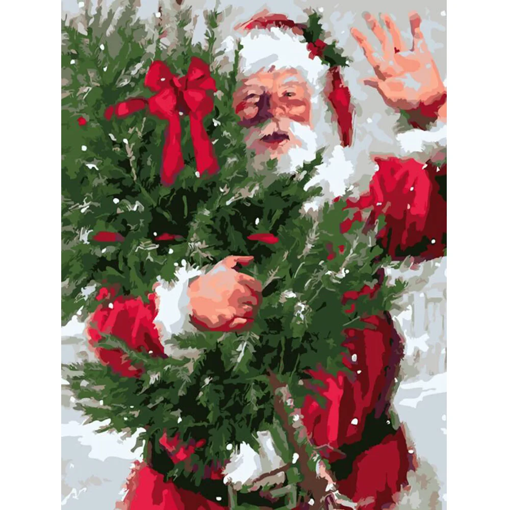 

DIY PBN Christmas Arcylic Painting By Numbers On Canvas Framed Wall Pictures Art For Living Room Home Decoration