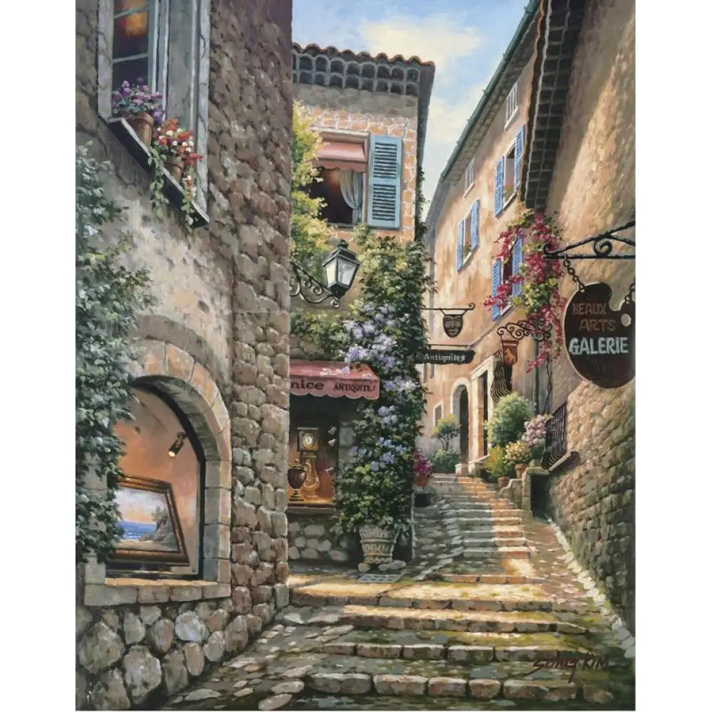 Hand Painted contemporary art Italian Village landscapes Oil painting