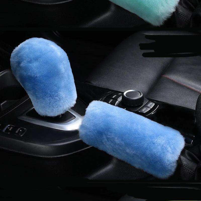 2 piece car handbrake gloves soft plush cover winter warm universal for Peugeot 206 207 208 301 307 308 407 2008 3008 4008