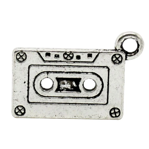 

20 Pcs Ancient silver Tone Cassette Tape Charm Pendants 23 x 13mm