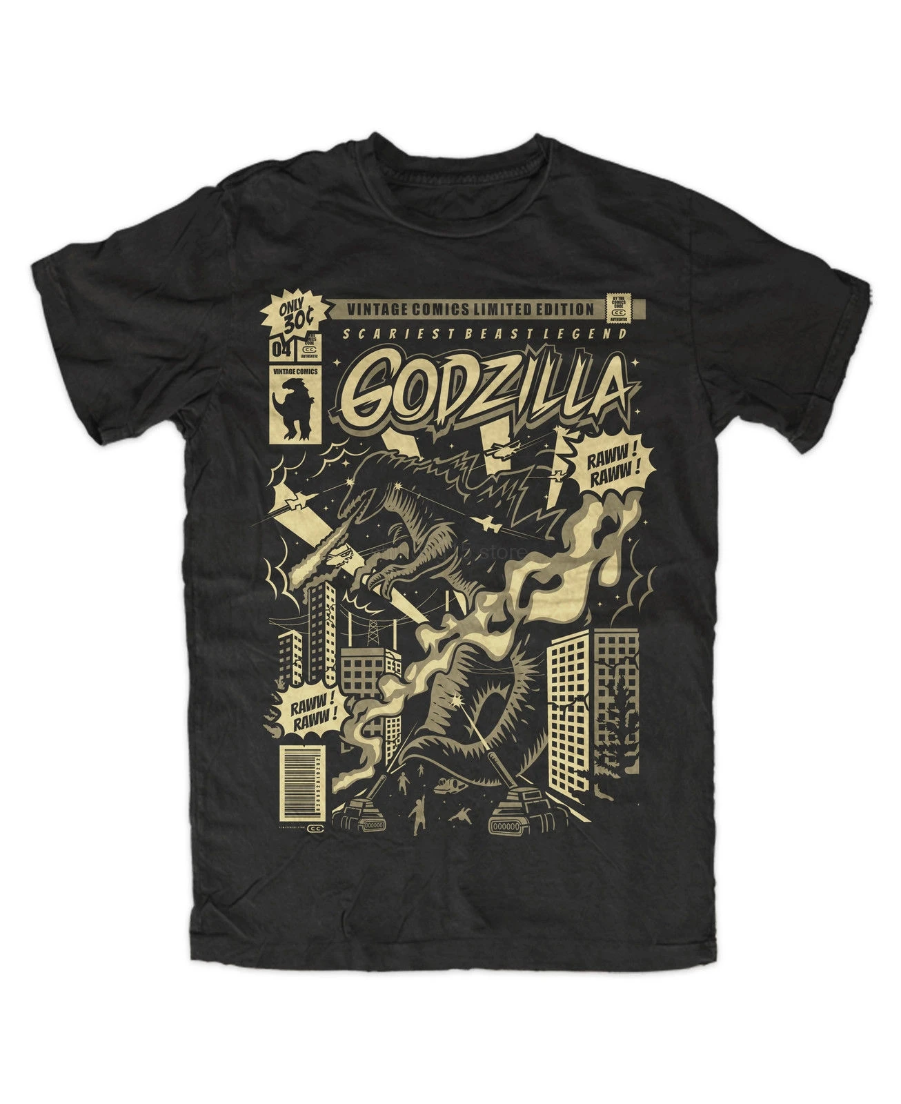 Cotone Biologico Stampa Style3 Gojira Ink T-Shirt Uomo | Design Giapponese  Kaiju | T-Shirt Vintage In Cotone Premium Maglietta Kaiju Gojira, image size:1306x1600