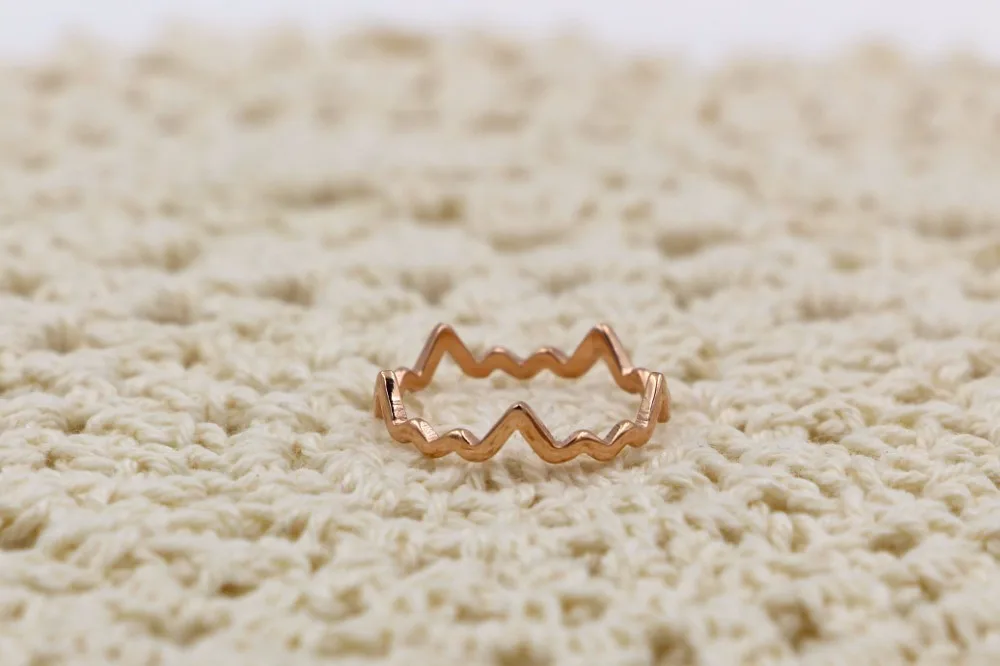 Женское кольцо в форме ЭКГ из нержавеющей стали|wave ring|fashion rings womenring women |