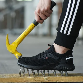 

Men's Work Safety Shoes Men Sneakers Outdoor Steel Toe Male Shoes Military Combat Ankle Boots Anti-smashing Work Safety Boots