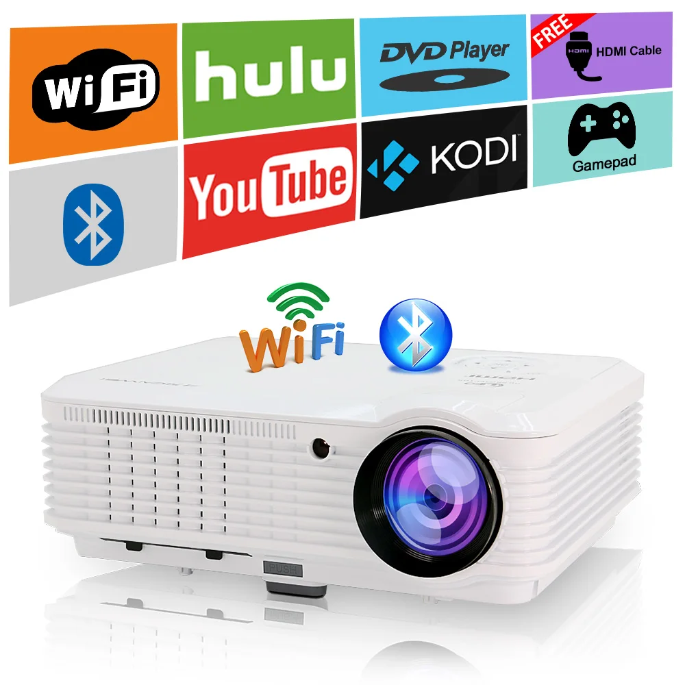 

CAIWEI HD LED Projector Android Home Theater Proyector Bluetooth WIFI Beamer Wireless Sync Online Movies Game HDMI USB PC