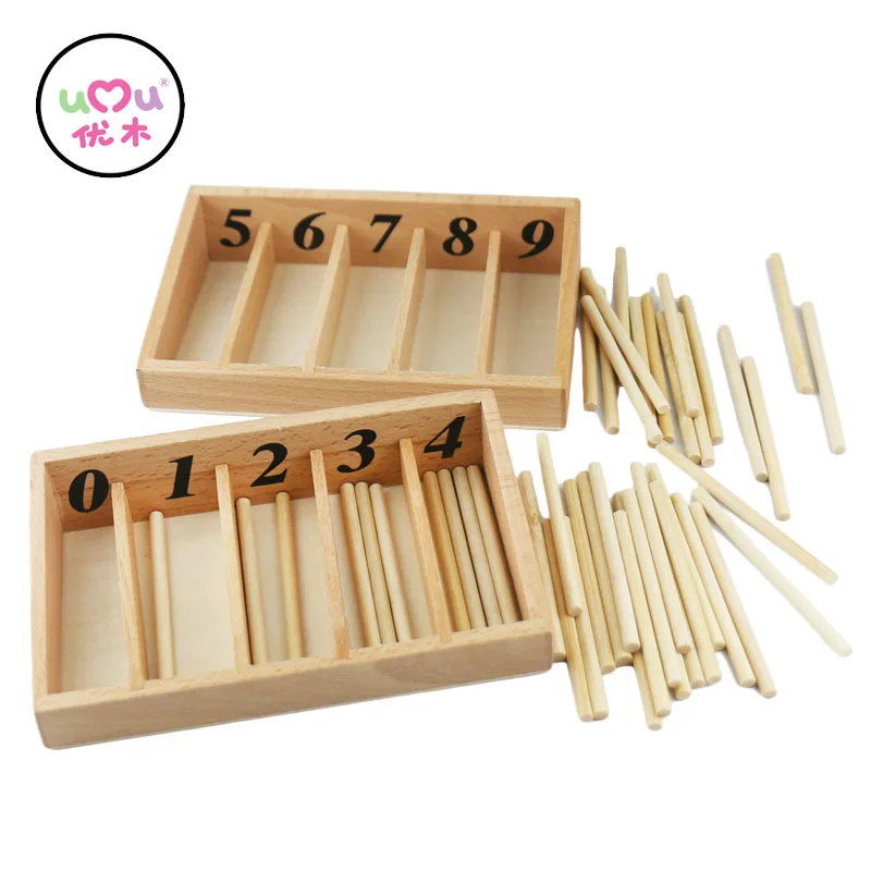 Montessori Math Toys Mathematics Montessori Materials Educational Wooden Spindle Box Early Learning Training Toy UB0663H