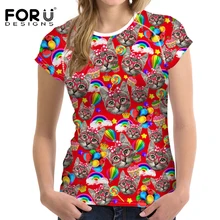 FORUDESIGNS 2017 New High Quality Tumblr Animal Cat Printed T Shirt Women Plus Size Clothes Tops for Female Short Sleeve T-Shirt