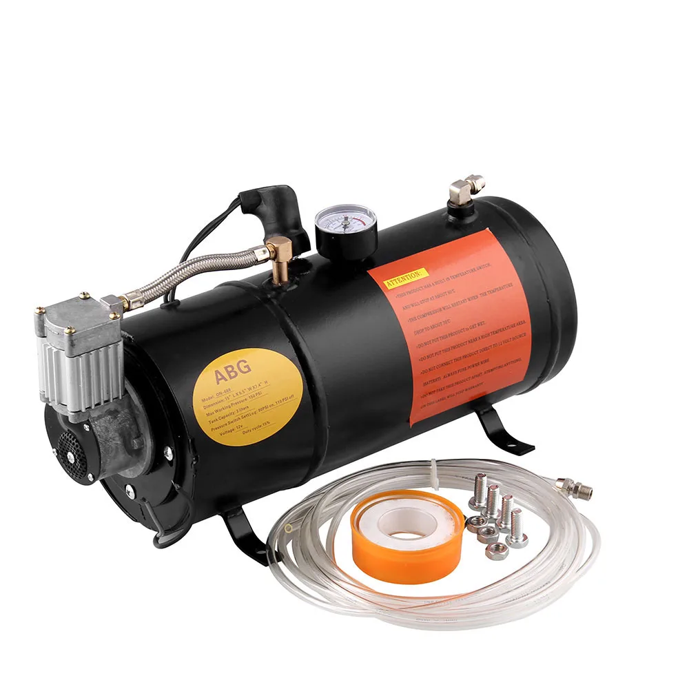 

12v Air Compressor with 3 Liter Tank for Air Horn Train Truck RV Pickup 125 PSI OT200-BK