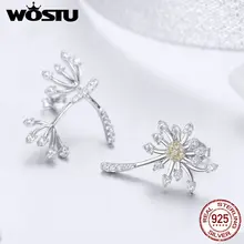 WOSTU,,, 925 пробы, серебро, полет одуванчиков, серьги-гвоздики для женщин, для помолвки, свадьбы, романтические, свежие ювелирные изделия, FIE506