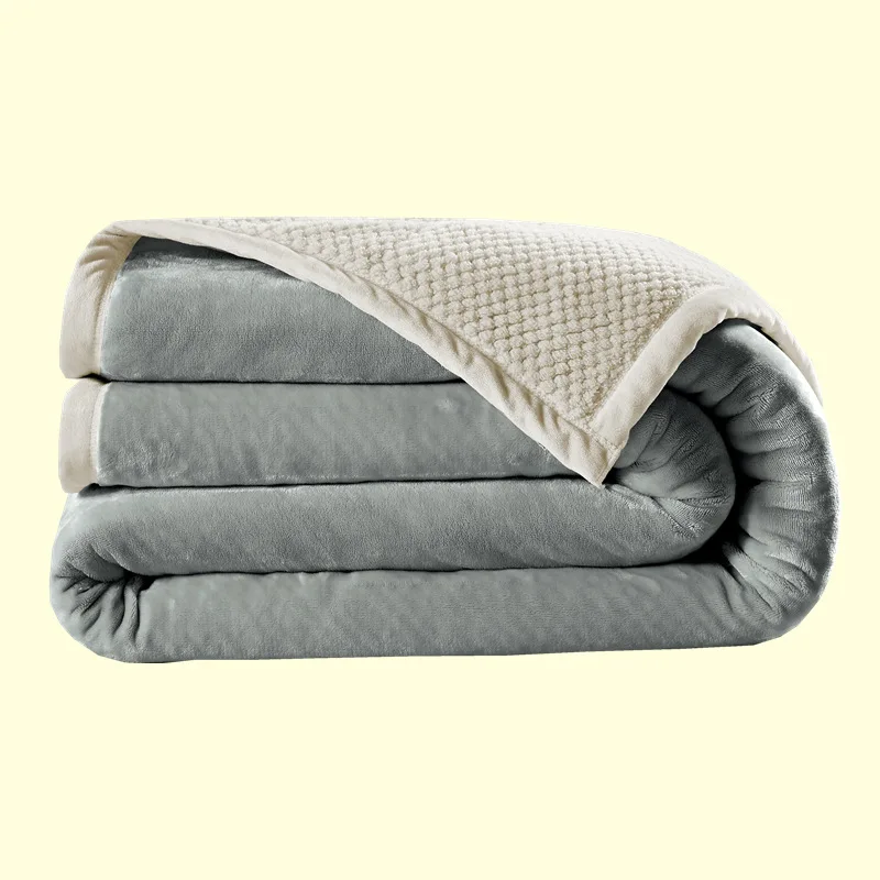 Cloud Mink Cashmere Blankets Solid Warm Soft Bed Blankets for Sofa Travel Portable High Quality