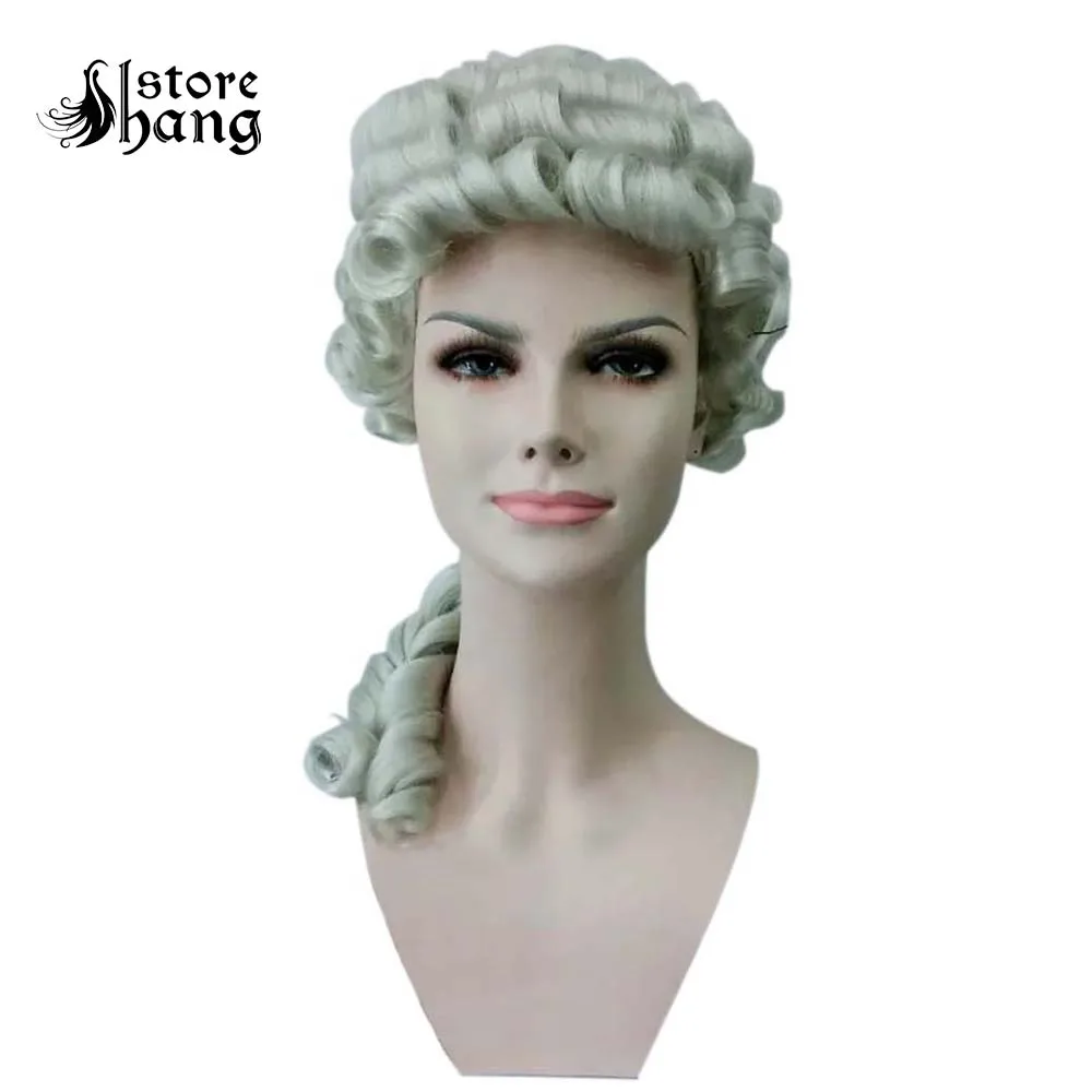 

18th Century Duke Wig High Quailty Retro Aristocrat Judge Role Play Curly Pony Tail Colonial Wig Historical Costume Peruke