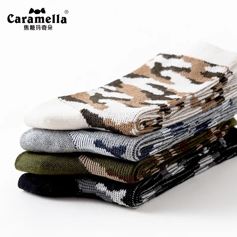 

Caramella 4 Pairs/Lot Men's Camouflage Pattern Crew Socks Mid-calf Length Autumn Winter Warm