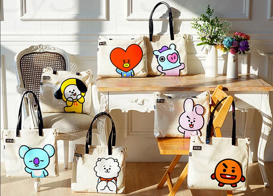 

XINTOCH Bangtan Boys Pouch Toys TATA RJ CHIMMY COOKY MANG SHOOKY KOYA VAN SHOULDER BAG KPOP PVC Gift for Kids Drop Shipping
