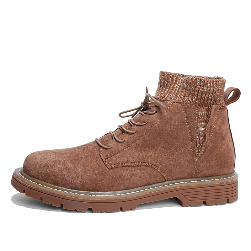 WOLF WHO/Новая зимняя мужская обувь модные мужские теплые ботильоны на шнуровке Мужская обувь в британском стиле мужские кожаные ботинки buty meskie X-032 - Цвет: brown