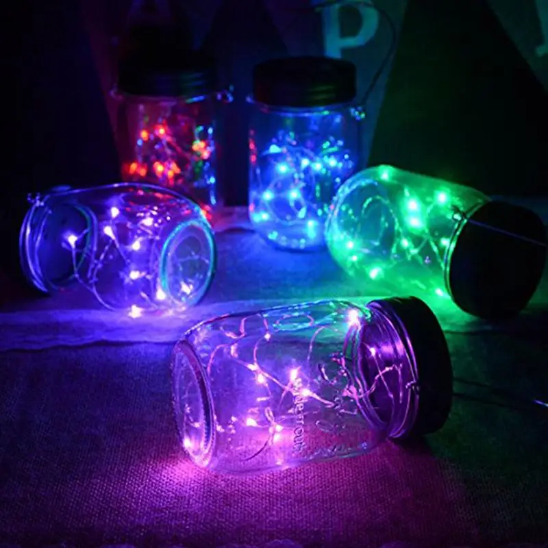 

2M 20 LED Solar Mason Can Lid Cap Light String LED Fairy Light Decorative String Light for Garden Yard Home Landscape