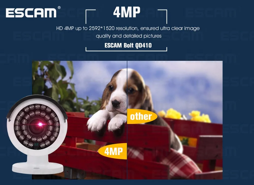 Escam QD410 Outdoor Waterproof CCTV Surveillance Security IP Camera 4MP 1520P Onvif IR Night Vision Wireless Bullet Wifi Camera Escam QD410 Outdoor Waterproof CCTV Surveillance Security IP Camera 4MP 1520P Onvif IR Night Vision Wireless Bullet Wifi Camera