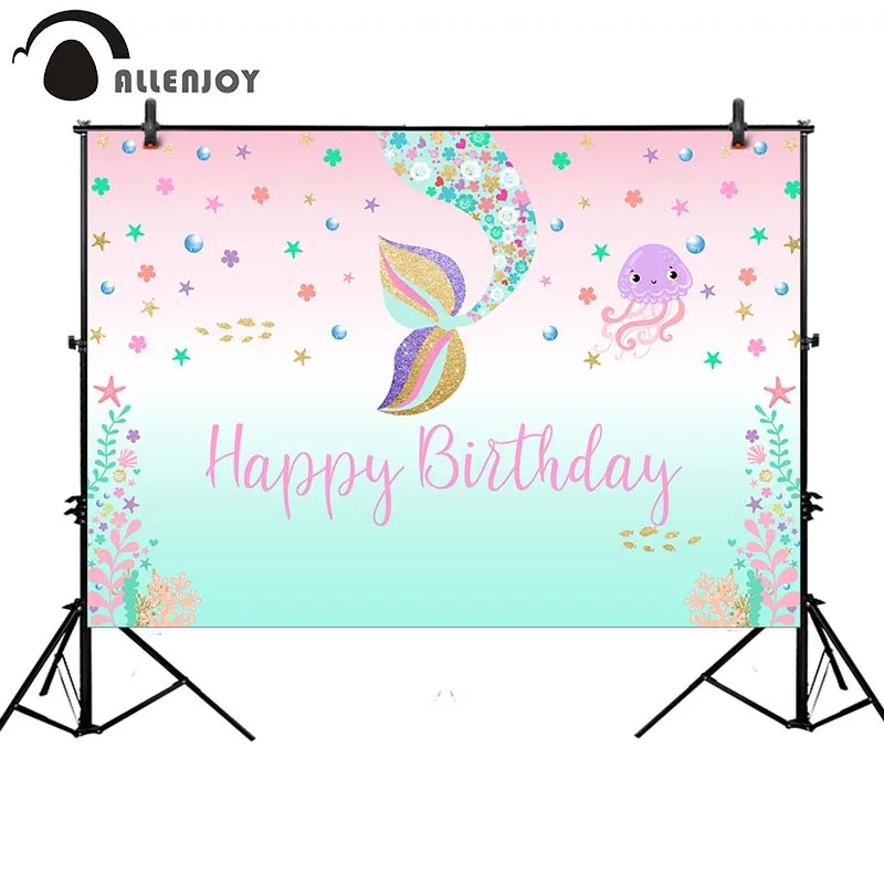 

Allenjoy Birthday photography background mermaid princess flower party backdrop photo studio girl photophone photocall custom
