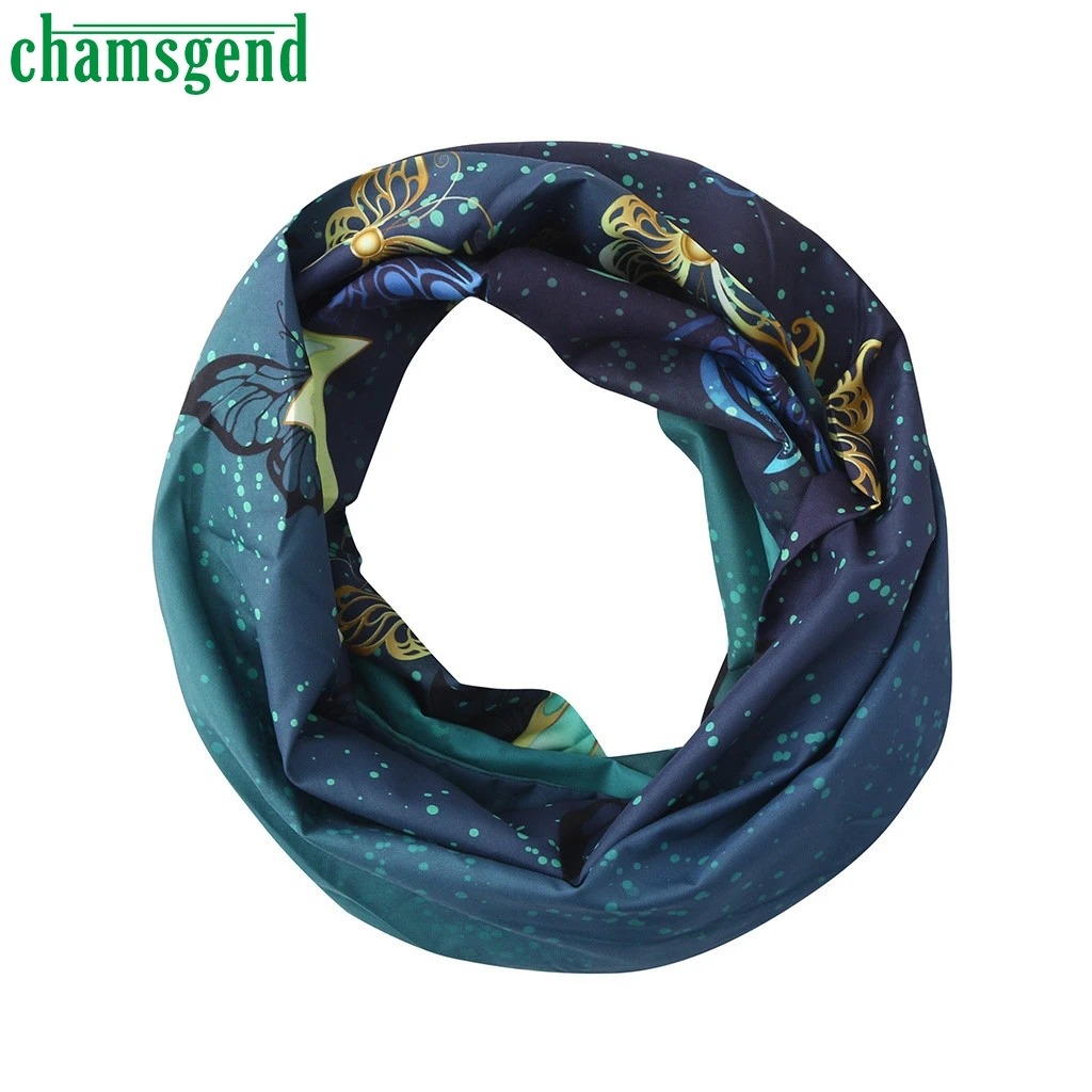 

CHAMSGEND Autumn Winter Outdoor Neck Warmer Print Scarf For Women Convertible Infinity Loop Scarf Zipper Pocket Scarves New #35