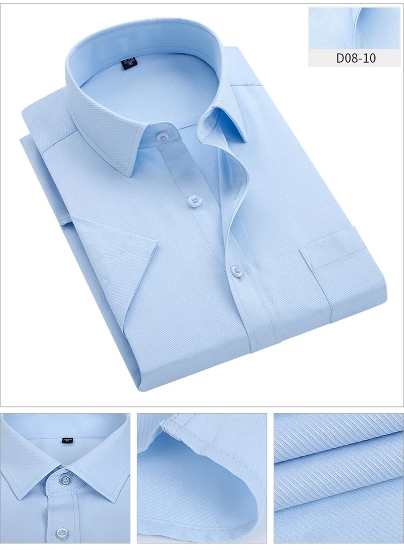 Большие размеры 6XL 7XL 8XL 9XL летние мужские с коротким рукавом нагрудные в полоску 10XL 11XL 12XL 13XL 14XL офисные бизнес комфорт синяя рубашка