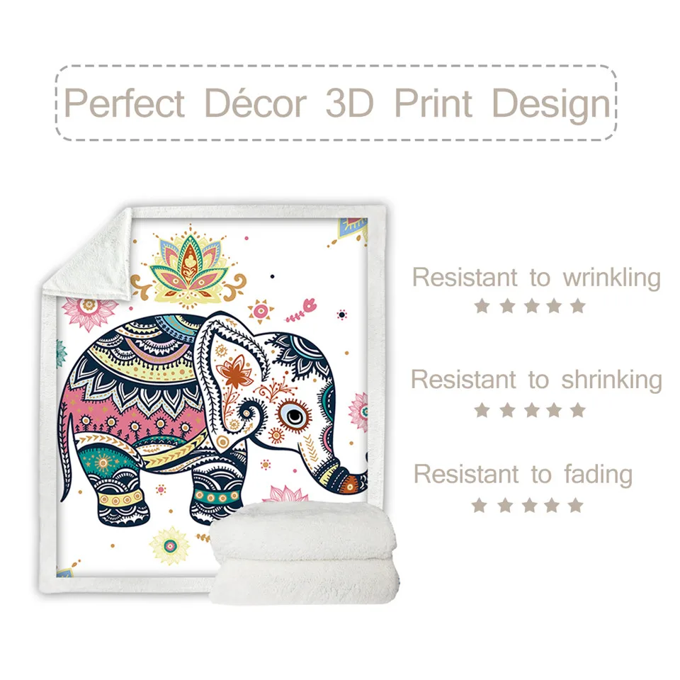 Günstig BeddingOutlet Super Weichen Gemütlichen Samt Plüsch Decke Regenbogen Elefanten Moderne Linie Kunst Sherpa Decke für Couch Werfen Reise