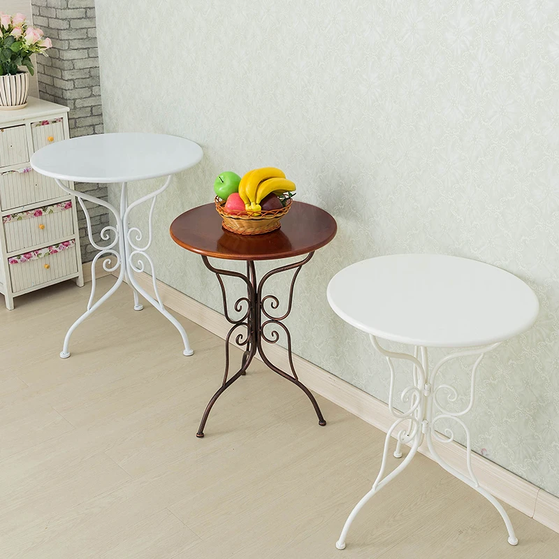 Metal Tea Table Simple Modern Iron Round Coffee Table Creative Tea Table for Apartment