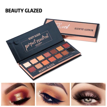 

Beauty Glazed Matte Eyeshadow Pallete 14 Color Glitter Eye shadow Make up palette Warm Luminous Beautiful makeup pallete