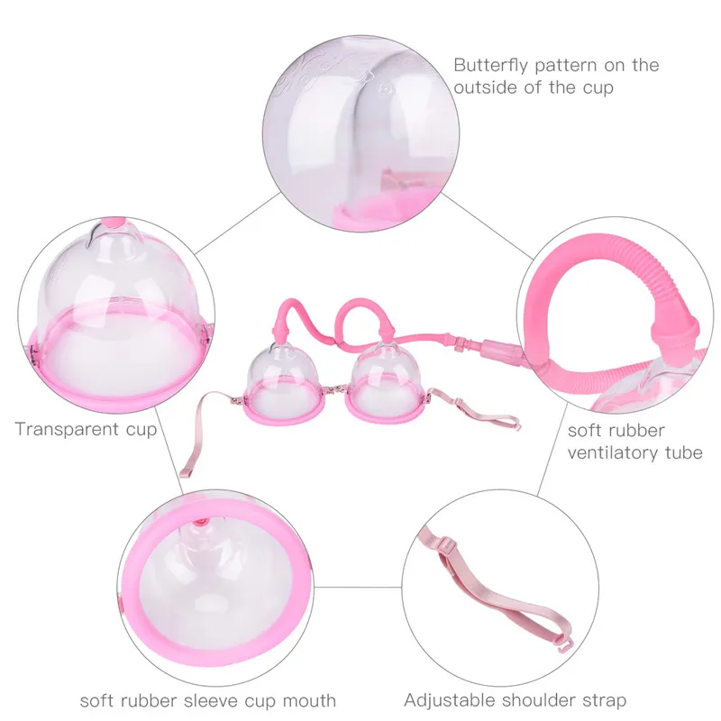 Vacuum Suction Breast Massager Women Breast Enlargement Pump Dual Vacuum Cup Twin Cups Chest Enhanc