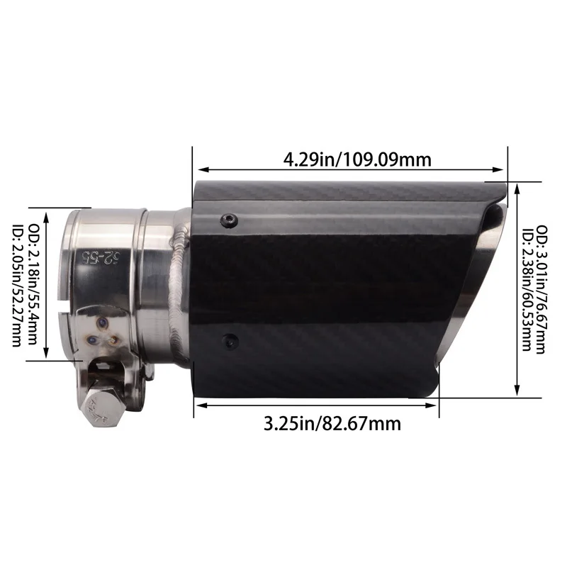 ESPEEDER 1 шт. вход 51 мм выход 76 мм карбоновый наконечник выхлопа Глушитель Трубы для BMW BENZ AUDI VW автомобильные аксессуары - Цвет: ID 51mm OD 76mm