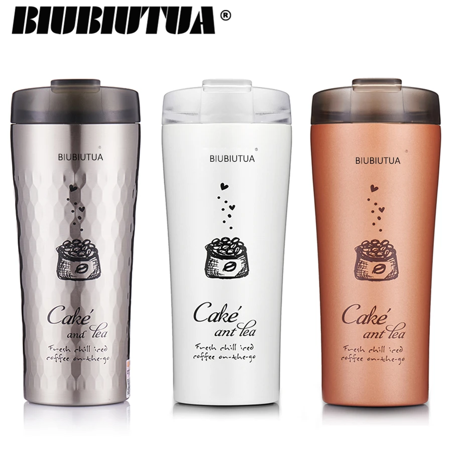 

BIUBIUTUA Thermos Coffee Mug Travel Cup Stainless Steel Sport Insulated Heat Thermal Water Thermo Bottle Vacuum Flask Thermcup