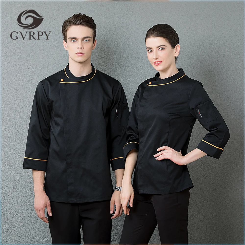 

Wholesale Men Restaurant Workwear Long Sleeve Coat Single Button Kitchen Chef Uniform Hotel Waiter Catering Barber Shop Clothing