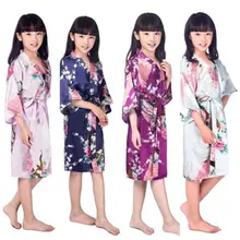 Халат подружки невесты, Атласный халат, цветочный халат, Короткое Кимоно, халат для ванной, модный халат для детей, пижамы, Размер деталей