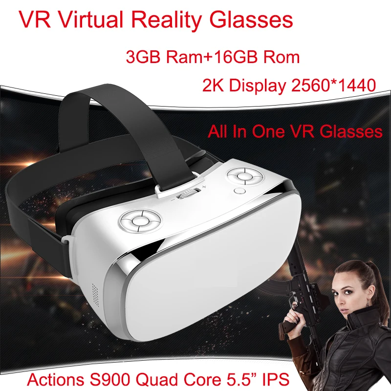 3GB Ram VR All In One Glasses Virtual Reality Glasses V3H 2K Display S900 Quad Core 1.7GHz 5.5 inch 16GB Rom Wifi 3D VR Glasses caraok v12 android 4 4 all in one 3d vr virtual reality glasses allwinner h8 quad core 2g 16g support wifi bluetooth otg f19631