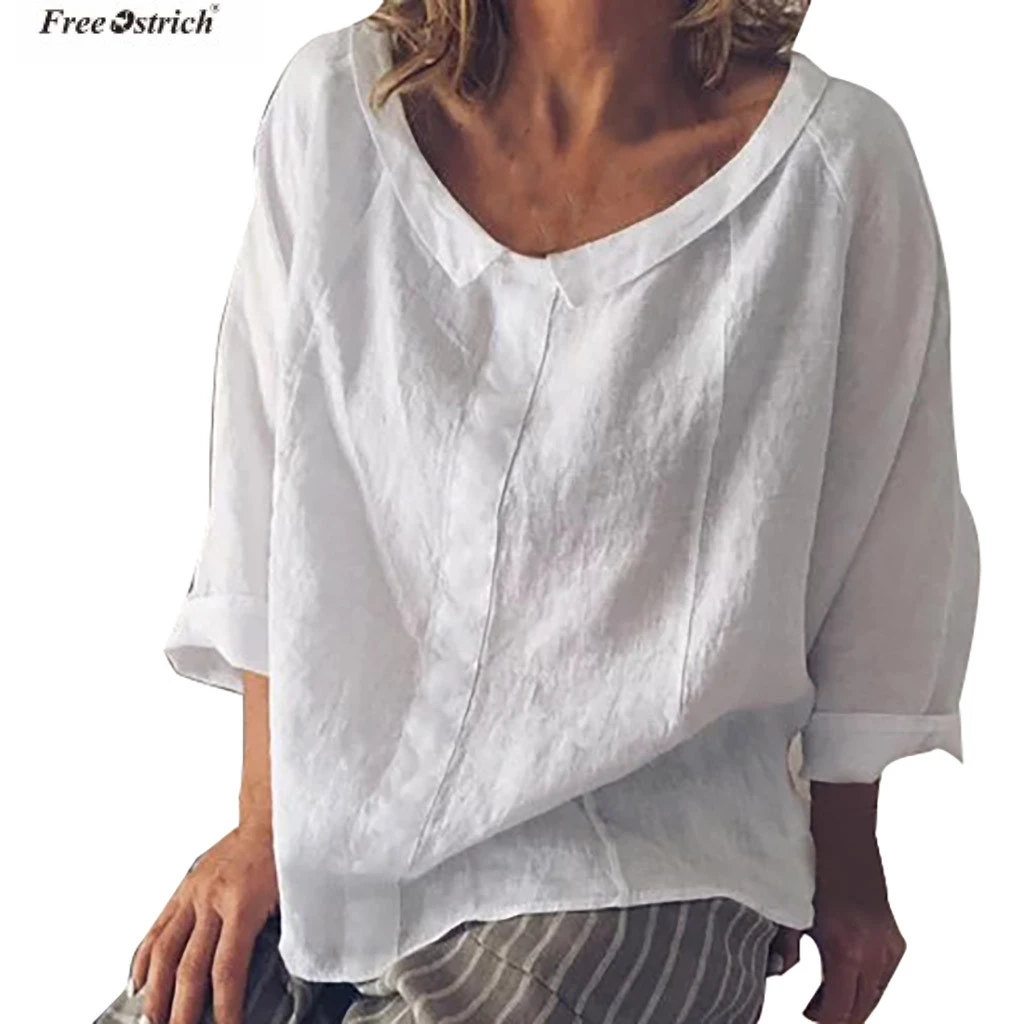 

FREE OSTRICH t shirt women tops 5xl Women Loose Cotton Linen T-Shirt O-Neck 2019 Streetwear tee shirt femme women t shirts 5xl