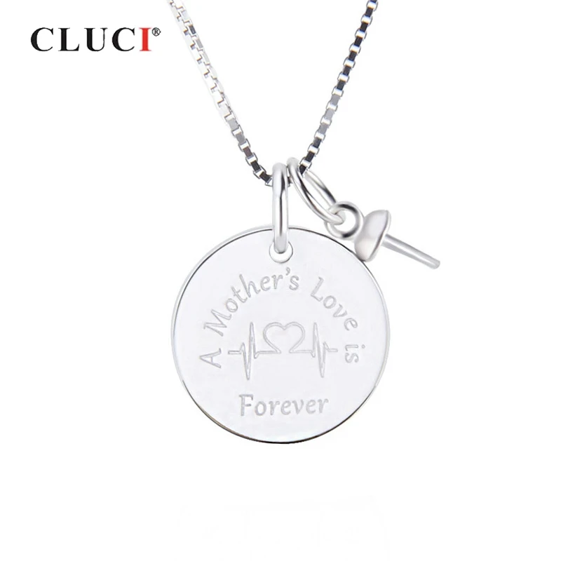 

CLUCI Silver 925 Round Simple Pendant Mother Day Gift Jewelry 925 Sterling Silver Charms Pendant Jewelry for Women