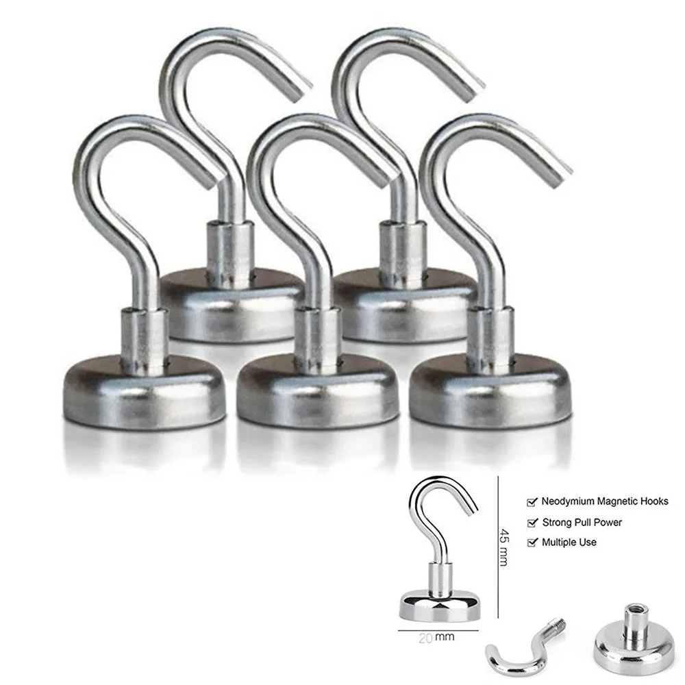 Hook Dia. 20mm NdFeB Keys Hanger Kitchen Workplace Office