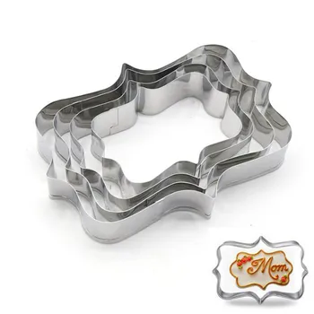 

4pcs New Blessing Wedding Frame Cookie Cutter Stainless Steel Sugarcraft Mold Frame Biscuit Stamps Baking Decoration Cutter