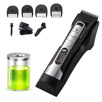 

Professional Electric Hair Clipper Titanium Blade 2600mA Battery Men's Beard Trimmer LCD Display Hair Cutting Machine For Salon