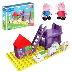 Подлинный Peppa Pig deluxe playhouse блоки игровой дом с Peppa George фигурка аксессуары, цифры (14 шт.), 2 куклы