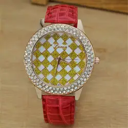 Новые женские часы с украшениями в виде кристаллов часы Мода кожаный ремешок Quaurtz наручные relogio feminino reloj mujer 2018