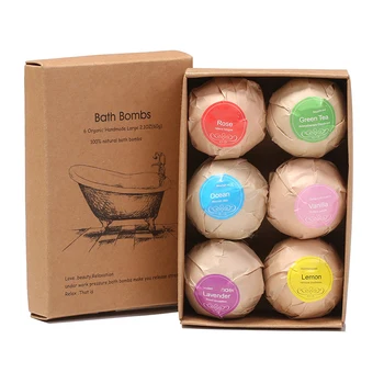 

6 PCS Organic Bath Bombs Bubble Bath Salts Ball Essential Oil Handmade SPA Stress Relief Exfoliating Mint Lavender Rose Flavor