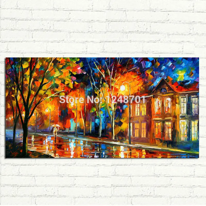 

Hand Painted Abstract city landscape Oil Painting On Canvas Modern Texture Palette Knife Art Home Decor Wall Picture